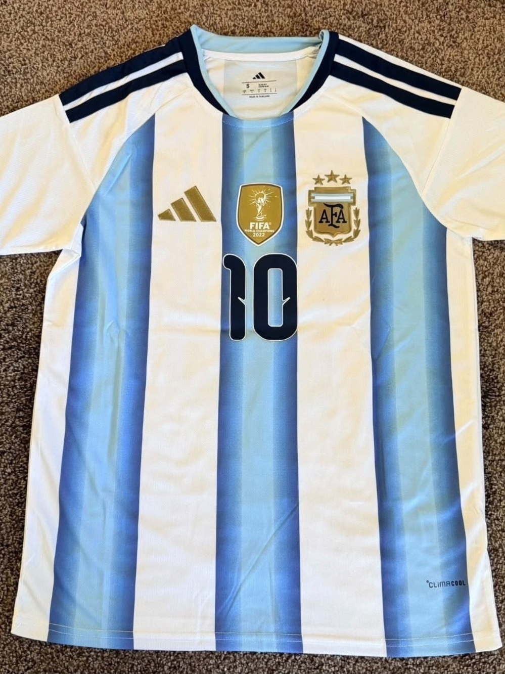 Adidas Argentina National Team #10 Soccer Jersey - Light Blue & White